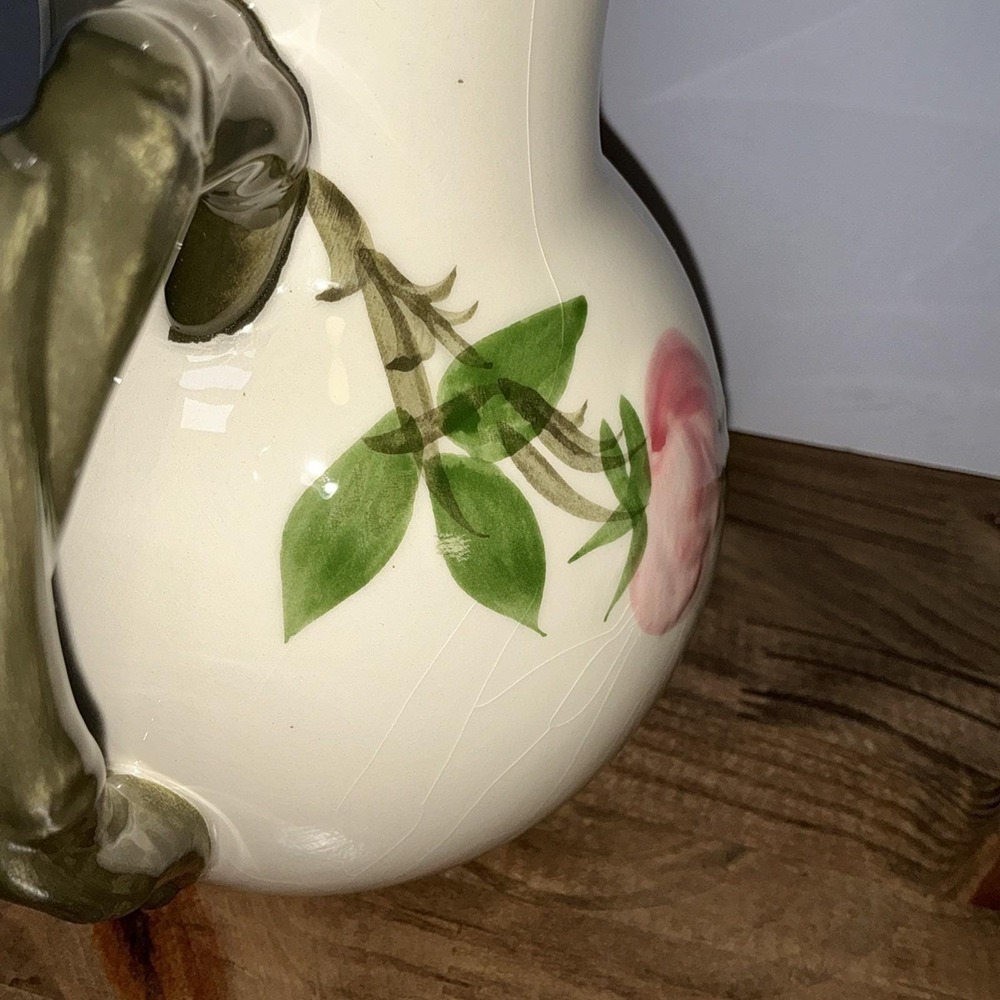 Franciscan Desert Rose Coffee Pot W/ Lid USA Pink Roses Green Handle Pottery Vtg - Picture 5 of 15